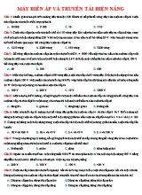 40 Câu trắc nghiệm Vật lý 12 - Bài 16 Máy biến áp và truyền tải điện năng (Có đáp án)